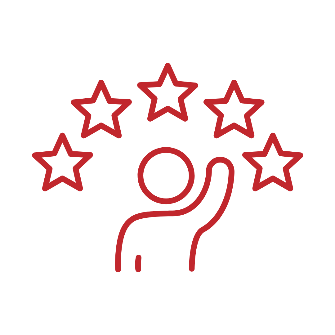 graphic of person with five stars above their head